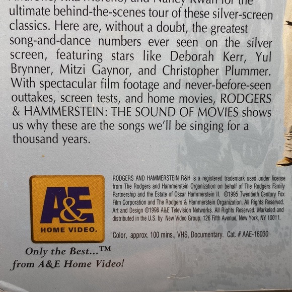 Rodgers & Hammerstein The Sound of Movies VHS Musical Broadway Factory Sealed - Picture 10 of 11